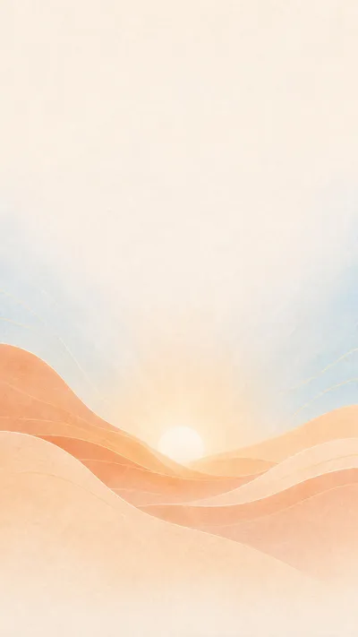 A sun rising over orange dunes