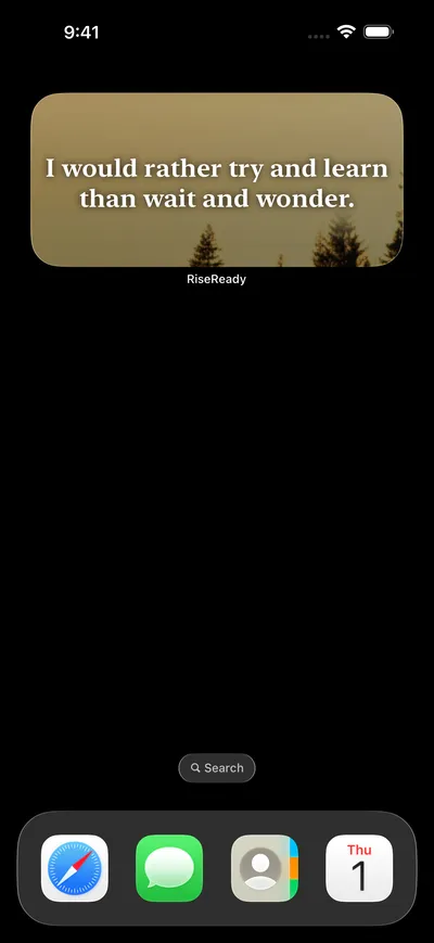 The RiseReady widget on the Home Screen