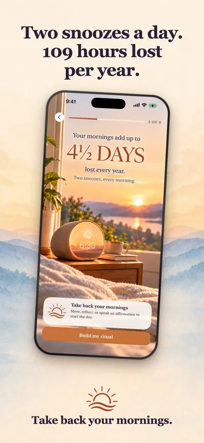 App Store slide: Two snoozes a day, 109 hours lost per year